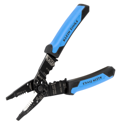 Pinzas Pelacables Multiuso / Pela Cables Sólidos 10-20 AWG y Trenzados 12-22 AWG / Capacidad Ponchado Terminales 10-22 AWG / Corte Tornillos 4-40 a 10-32 / Acero Óxido Negro / Mangos TPE Ergonómicos