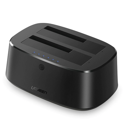 Base USB 3.0 para Disco Duro de Doble Bahía | Soporta Discos SATA de 2.5′ & 3.5´ | Soporta discos de 12TB | Compatible con UASP, SATA 3.0 | Con adaptador de corriente 12V3A | Cable USB 1M | Alta Velocidad | Modo Clonación.