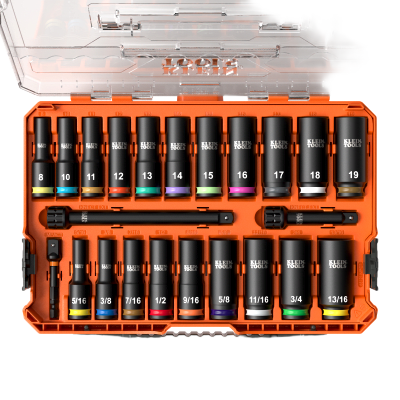 Juego de Dados de Impacto KNECT™ (M) / 3/8″ Drive Profundo / SAE y Métrico / 23 Piezas / Adapters Multi-Propósito / MODbox™ Case