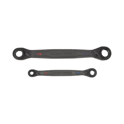 Juego de 2 llaves Estriadas de Matraca 4 en 1 con 8 Medidas Inglesas 1/2-5/8″, 3/4-9/16″, 1/4-3/8″, 7/16-5/16″