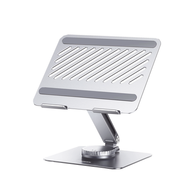 Soporte Giratorio de Aluminio para Laptop | Giratorio 360° | Función de Bloqueo | Soporta Laptops de 10 a 17.3»| Capacidad de Carga 5Kg | Excelente Estabilidad | Diseño Ergonómico | Altura y Angulo Ajustable | Plegable y Port&amp