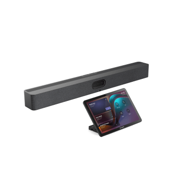Barra de Videoconferencia Yealink A50 con IA y Consola Táctil CTP25, Todo en Uno para Salas Medianas y Grandes con Seguimiento Automático del Hablante