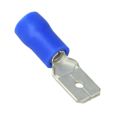Terminal tipo macho aislada / 16 – 14 AWG / Azúl / Paquete de 25 piezas.