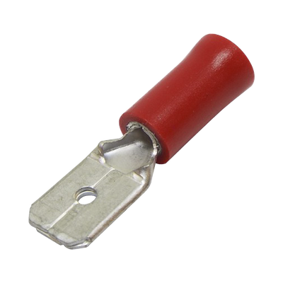 Terminal tipo macho aislada / 22 – 16 AWG / Rojo / Paquete de 25 piezas.