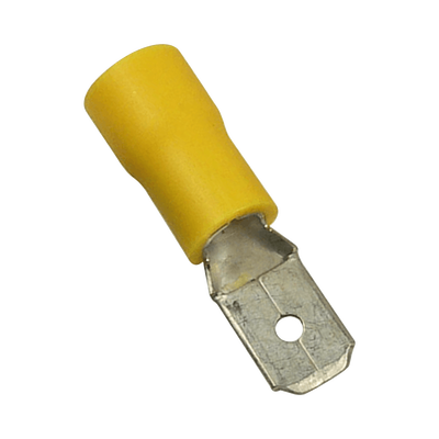 Terminal tipo macho aislada / 12 – 10 AWG / Amarillo / Paquete de 25 piezas.