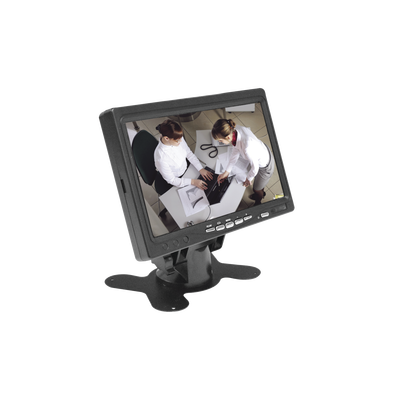 Monitor 7″ TFT-LCD ideal para colocar en vehículos o DVR/NVR.  Entradas de video HDMI, VGA y RCA (CVBS)