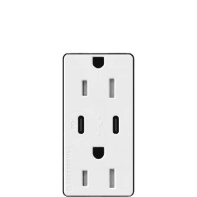 Tomacorriente receptáculo convencional  120V, 15A, color blanco.
