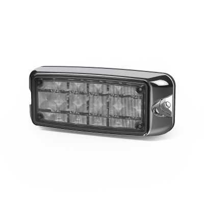 Luz De Advertencia De 5×2″ 10 Led, Rojo/Claro, Bisel Cromado, Lente Transparente