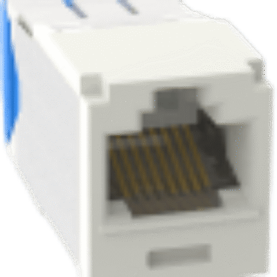 Conector Jack RJ45 Estilo TG, Mini-Com, Categoría 6A, Con Gel Resistente a la Corrosión, de 8 Posiciones y 8 Cables, Color Blanco Mate