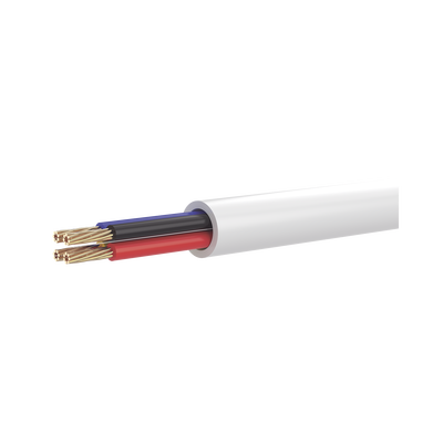 Bobina de 100 Metros (328.08 Pies) de Cable Multifilar / CCA / 4 x 22 AWG / Color Blanco / PVC / CCAM / Uso en Interior / Aplicaciones en Alarmas – Automatización
