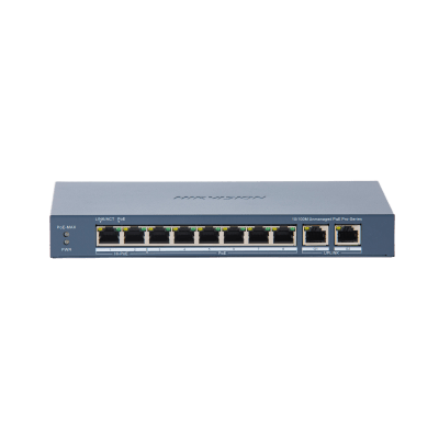 Switch PoE+ / No Administrable / 7 Puertos 10/100 Mbps 802.3 af/at (30 W) / 1 Puerto 10/100 Mbps Hi-PoE (90 W)  / 2 Puertos 1000 Mbps Uplink / Modo Extendido hasta 300 Metros / 110 Watts