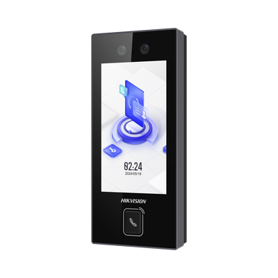 Terminal Facial Min Moe con BOTON DE LLAMADA FÍSICO / 3000 Rostros / Pantalla 4.5″ / Administrable en la Nube con Hik-Connect Teams / Exterior IP65 / PoE / WiFi / HIK-IA / SIP Estandar