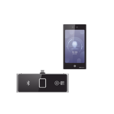 Terminal Facial Min Moe WiFi con pantalla de 7″ y Lector de Huellas, Códigos QR y Bluetooth /  Exterior IP65 / 10,000 rostros y 50,000 tarjetas / Soporta módulo lector de Huella, QR y Bluetooth / HIK-IA