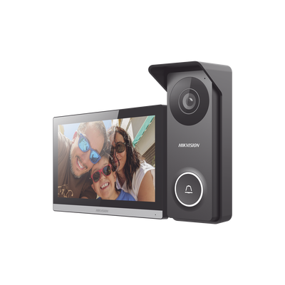 Kit de Videoportero Hibrido TurboHD con Pantalla LCD touch de 7″ Wi-Fi / Frente de Calle para Exterior Metalico / 720p (1 Megapíxel )117° de Visión (Gran Angular) / Llamada a App Hik-Connect