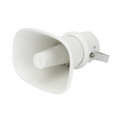 Altavoz Tipo Trompeta | 5 Watts – 30 Watts | Color Blanca | 100 V / 70 V | Material ABS | IP65 | Requiere amplificador