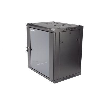 Gabinete para Montaje en Pared – Piso / Puerta de Cristal Templado / Cuerpo Fijo / 12 Unidades de Rack / 19″ / Fabricado en Acero