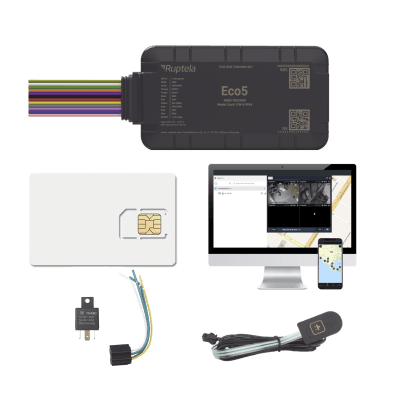 KIT Dispositivo de Rastreo Vehicular / Conectividad LTE Cat1 y LTE-M / BLE 5.0 / GNSS U-blox / Carcasa IP54 / Batería Interna de Respaldo / Detecta Interferencias / Incluye SIM500MB2Y, EPCOMGPSCODE, Relay y boton SOS
