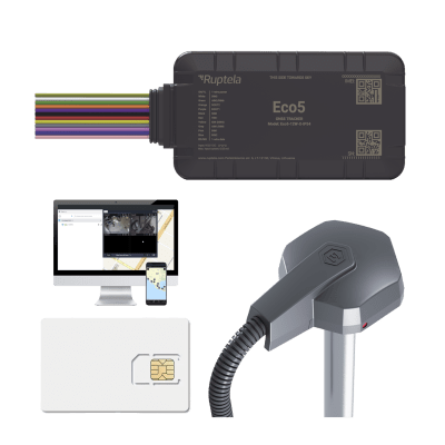 KIT Dispositivo de Rastreo Vehicular/ Sensor nivel de combustible cableado / Conectividad LTE Cat1 y LTE-M / BLE 5.0 / GNSS U-blox / Carcasa IP54 / Batería Interna de Respaldo / Detecta Interferencias / Incluye: EPCOMGPSCODE, TD6001000 y SIM500MB2Y