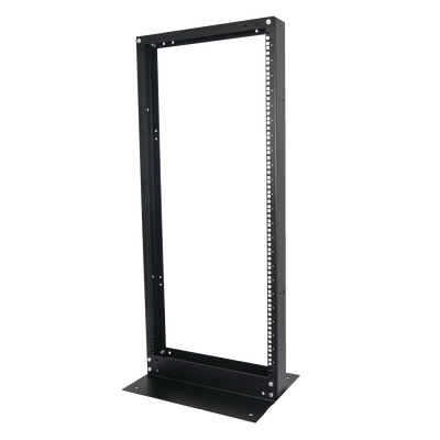 Rack de 2 Postes, Estándar 19″, 24 Unidades, Fabricado en Acero, Base «L» para Anclar a Piso.