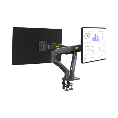 Montaje de Escritorio articulado para 2 monitores de 27-34″ /  Soporta hasta 16 kg  por brazo/ Vesa 75 x 75 / 100 x 100 / Acero / Giro: 360°
