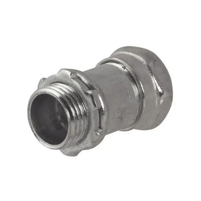 Conector Recto Compresión de Acero Galvanizado para Pared Delgada de 1 1/4″.