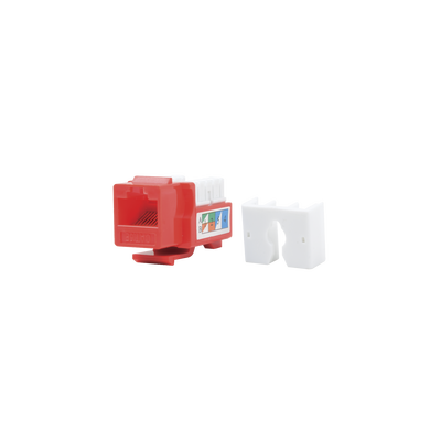 Módulo Jack Keystone Cat5e con Terminación 110 (Punchdown) para Faceplate – Color Rojo