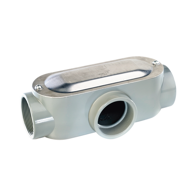 Caja Condulet tipo T de 1/2″ (12.7 mm) Incluye tapa y tornillos.