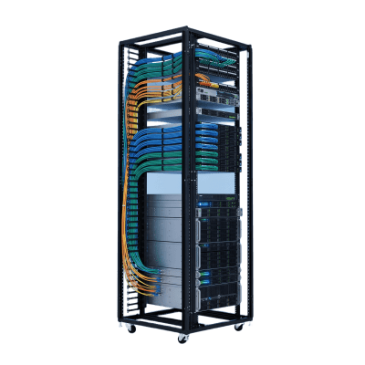 Organizador Vertical de Cables para Rack 45 UR (79 in) / Acero Negro RAL 9005 / Sección 95×208 mm (3.7×8.2 in) / Capacidad 726 Cables / Dedos cada 1.75 pulg / ProLine S1 HOFFMAN
