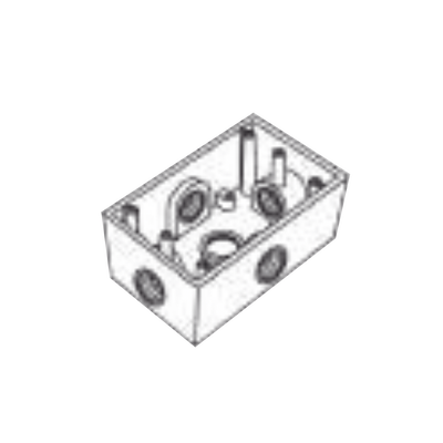 Caja Condulet FS de 1″ (25.4 mm) con cinco bocas a prueba de intemperie.