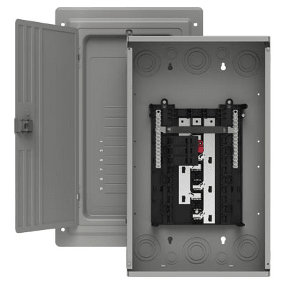 Centro de carga trifásico 3 Fases, 4 Hilos para interruptores QP, de 12 polos – 24 circuitos, 120/240vca, Barras de aluminio 100 Amp, Nema 1, uso interior. Incluye tapa.