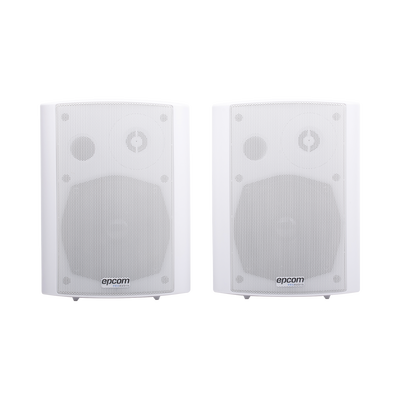 Altavoces Amplificada de Montaje en Pared 5″+1.5″ | RMS 20W@8ohms y Pasivo 20W | Material ABS | Reja Metálica | Bracket de Metal | Color Blanco