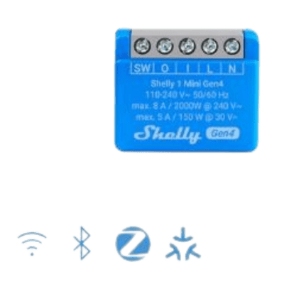 Mini Interruptor inteligente con Wi-Fi 2.4 / contacto seco /1 canal 8A, 110 – 240V / compatible con asistentes de voz