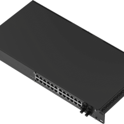 Switch Industrial Gestionado L2+, 24 Puertos Gigabit PoE+, 4 Puertos SFP, 300W PoE Budget, Rack 19″, IP30, TSWOS