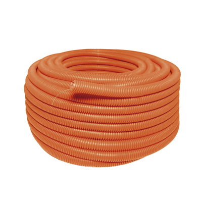 Manguera Poliducto Corrugado Flexible Naranja Reforzado de 1/2″ x 100 m Para Instalaciones Eléctricas  /Polietileno Alta Densidad HDPE/ Con guía /Resistente a Intemperie.