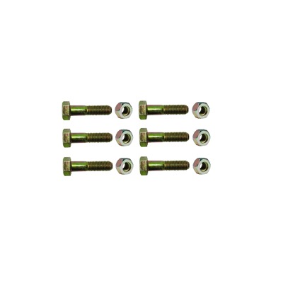 Paquete de 6 Tornillos Grado 5 con Tuercas Tropicalizadas de 3/8″ x 2″.