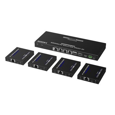 Kit Divisor y Extensor HDMI | 1×4 | Hasta 70 m |Resolución 4K @ 60 Hz |  Cat 6/6a/7 | IPCOLOR | CERO LATENCIA | Puerto S/PDIF | EDID | RS232 | Salida Loop / PoC
