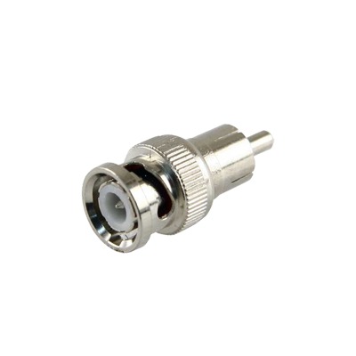Adaptador en Línea para 75 Ohm, de Conector BNC Macho a RCA Macho en Aplicaciones de Audio-Video para Cámaras, Monitores y DVR’s.