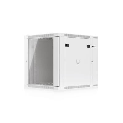 UACC Rack Cabinet 12U (600 x 703 mm) – Gabinete Cerrado para Montaje en Pared con Puerta Frontal de Vidrio Templado, Puerta Trasera Abatible (Swing-Out) y Paneles Laterales Removibles con Llave