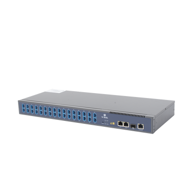 OLT de 1 GPON puerto con Splitter de 1 a 32 SC/UPC Incluido + 3 puertos Uplink (2 puertos Gigabit Ethernet + 1 puerto SFP/SFP+) , hasta 128 ONUS