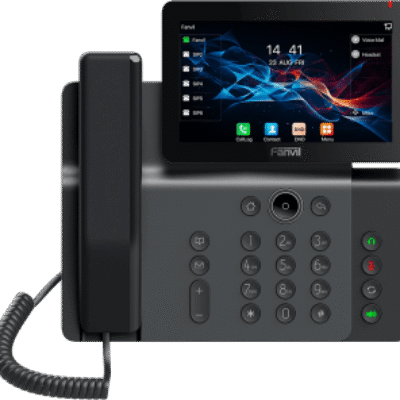 Teléfono IP Empresarial V66 Prime, Pantalla Táctil Color 7 Pulgadas, Audio HD Opus, Video 1080p, Wi-Fi 6, Bluetooth 5.4, 20 Líneas SIP, 6-Way Conference, PoE, Material Antibacterial