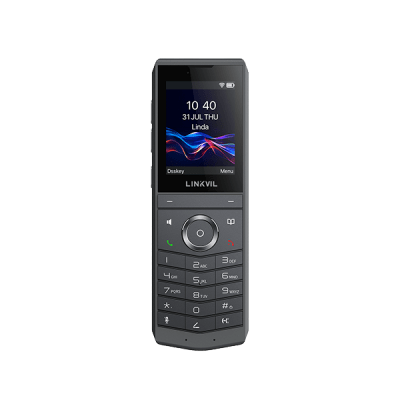 Teléfono IP Wi-Fi Portátil / Pantalla Color 2.4″ 240×320 / Wi-Fi 6 Dual-Banda / Bluetooth 5.0 / Batería 3000mAh 13h Talk / Video H.264 4CIF / Resistencia Caídas 1.8m (5.9 ft) / Conferencia 6 Vías / USB Type-C