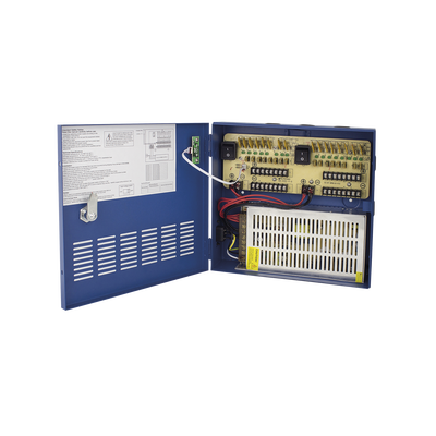 Fuente de poder profesional HEAVY DUTY de 11 – 15 Vcc @ 20 Amper, para 16 cámaras, con voltaje de entrada de: 110-220 Vca