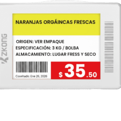 Etiqueta Electrónica de Estantería ESL 1.8 Pulgadas / Pantalla EPD a Color 224×168 píxeles / 4 Colores (Negro, Blanco, Rojo, Amarillo) / Batería 5 Años / Bluetooth LE 5.1 / Gestión en la Nube / NFC / CE ROHS FCC