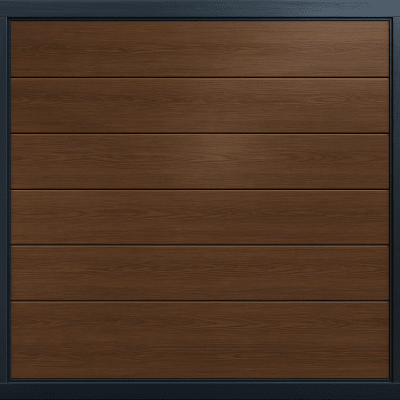 Puerta de Garage de Alta Calidad / Linea Central / Imitacion madera / oscura / 12×8 pies / AISLADA / Estilo Americana.
