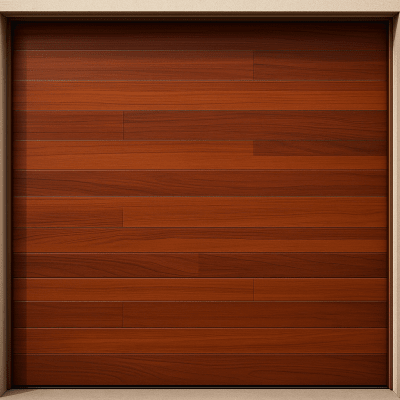 Puerta de Garage de Alta Calidad / Estilo Americano / Acabado Laminado PREMIUM / Color Madera Clara / 14×8 Pies.