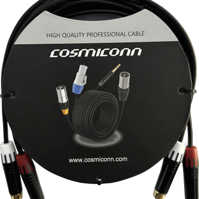 Cable 2 RCA x 2 RCA, conectores negros, con diferenciador de blanco y rojo (2x MT380-RD – 2x MT380-WH), length 3m