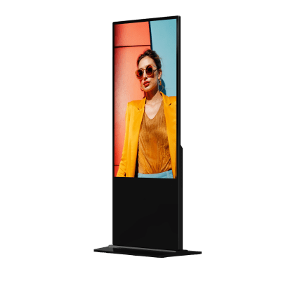 Pantalla Táctil de 55″ 4K para Publicidad Digital / Base para Piso (Tótem) / Gestión de Contenido y Control Centralizado