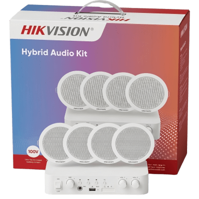 Kit de amplificador con bluetooth | 4 altavoces para plafón | Sistema 100V |  2 Canales con Control de volumen Independiente |  Música Ambiental