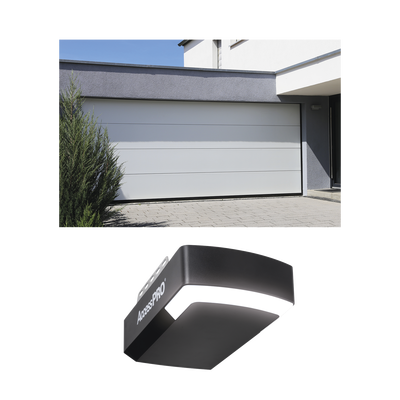 KIT COMPLETO Puerta D/ Garage 16×8 Pies / Lisa Linea Central / Color blanco / Insulada / Incluye Motor FS1000APPRT / 1/2HP / Fuerte/Silencioso/Luz LED/Motor DC .