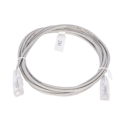 Cable de Parcheo Slim UTP Cat6 – 3 Metros (9.84 Pies) Gris Diámetro Reducido (28 AWG)